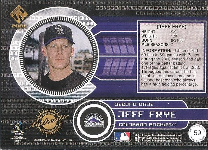 2001 Pacific Private Stock Back