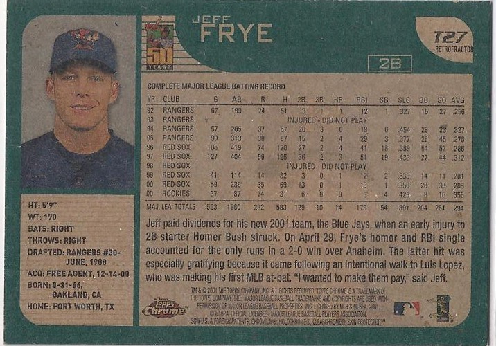 2001 Topps Chrome Traded Retrofractor