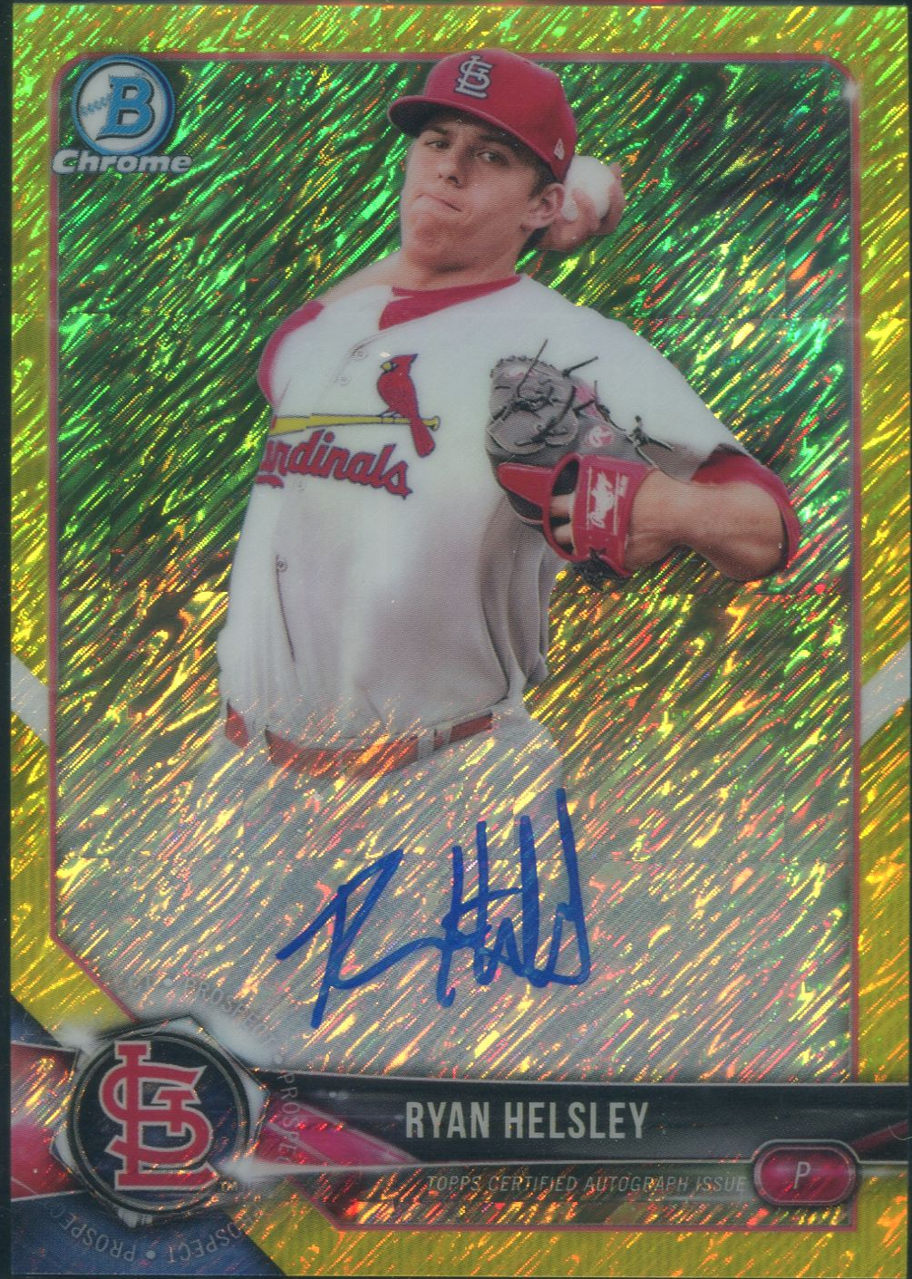 2018 Bowman Chrome Prospects Canary Yellow Refractor Autograph /10