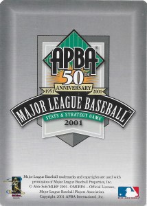 2001 APBA Card